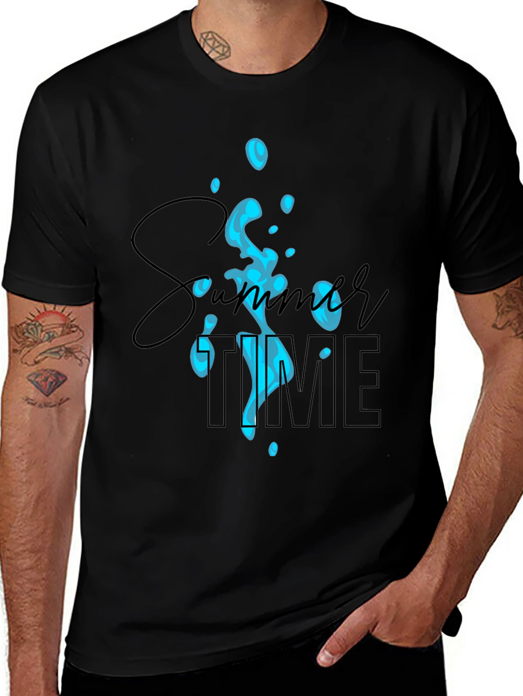 Summer Time Black Graphic Tee