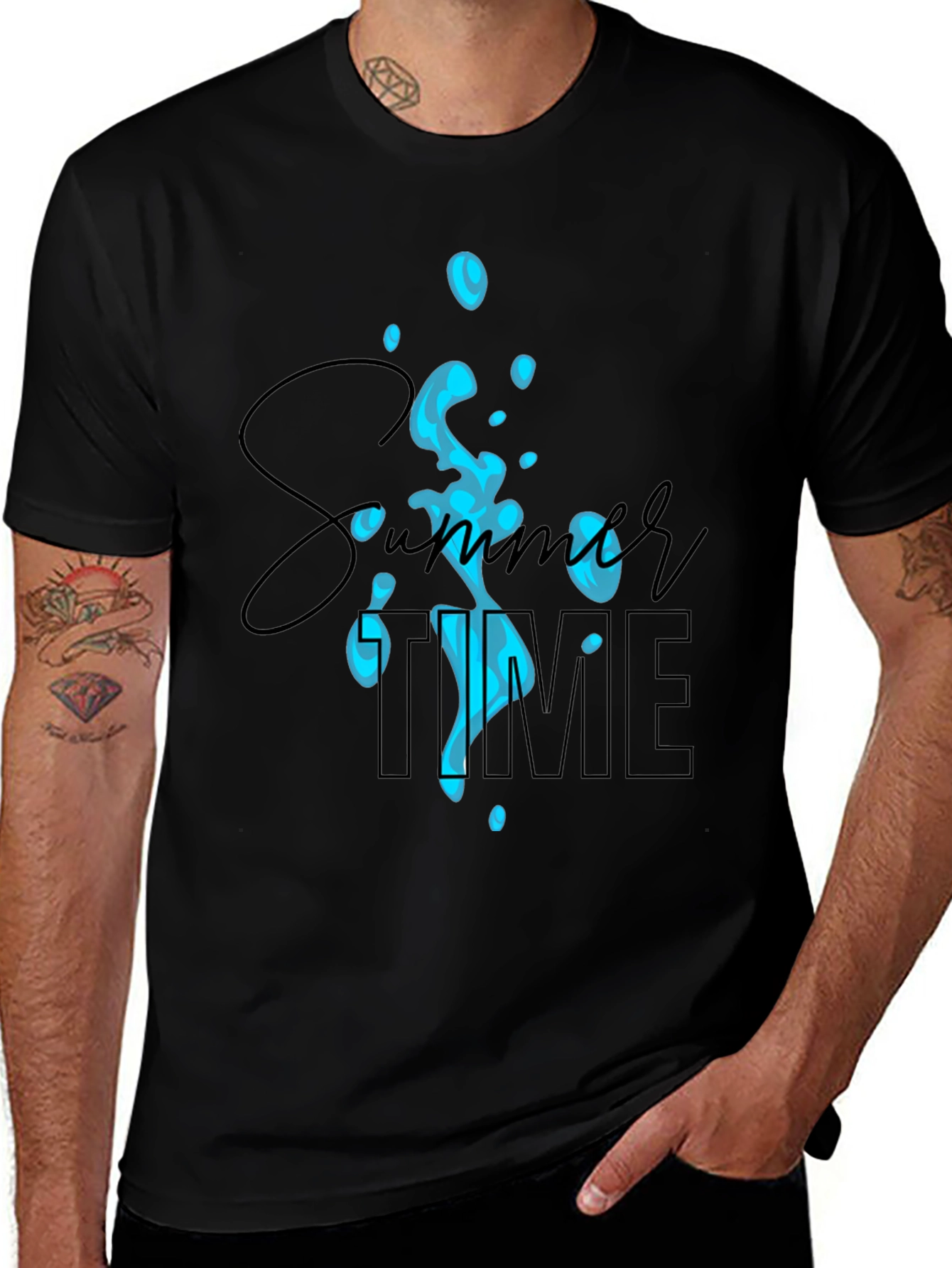 Summer Time Black Graphic Tee