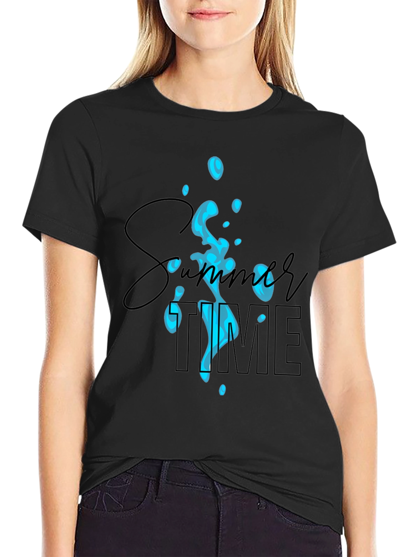 Summer Time Black Graphic Tee
