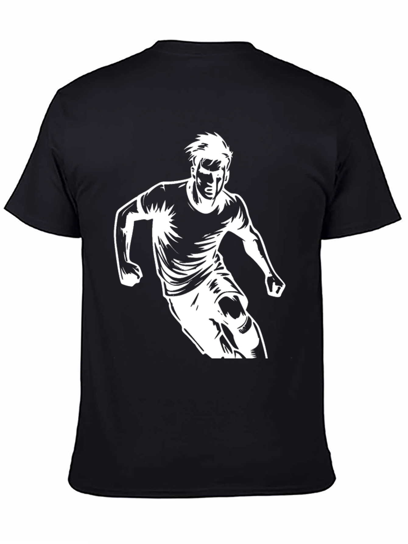 Graphic Tee - Soccer Player Design - Casual Black Shirt