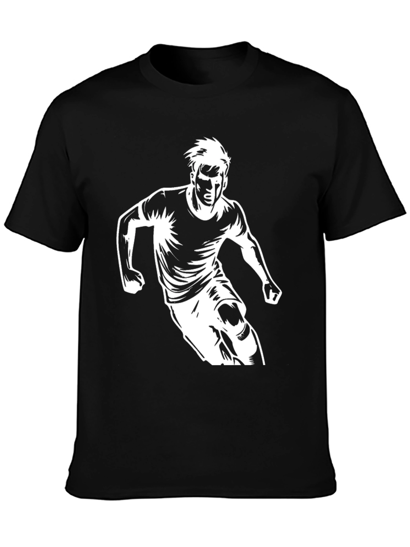 Graphic Tee - Soccer Player Design - Casual Black Shirt