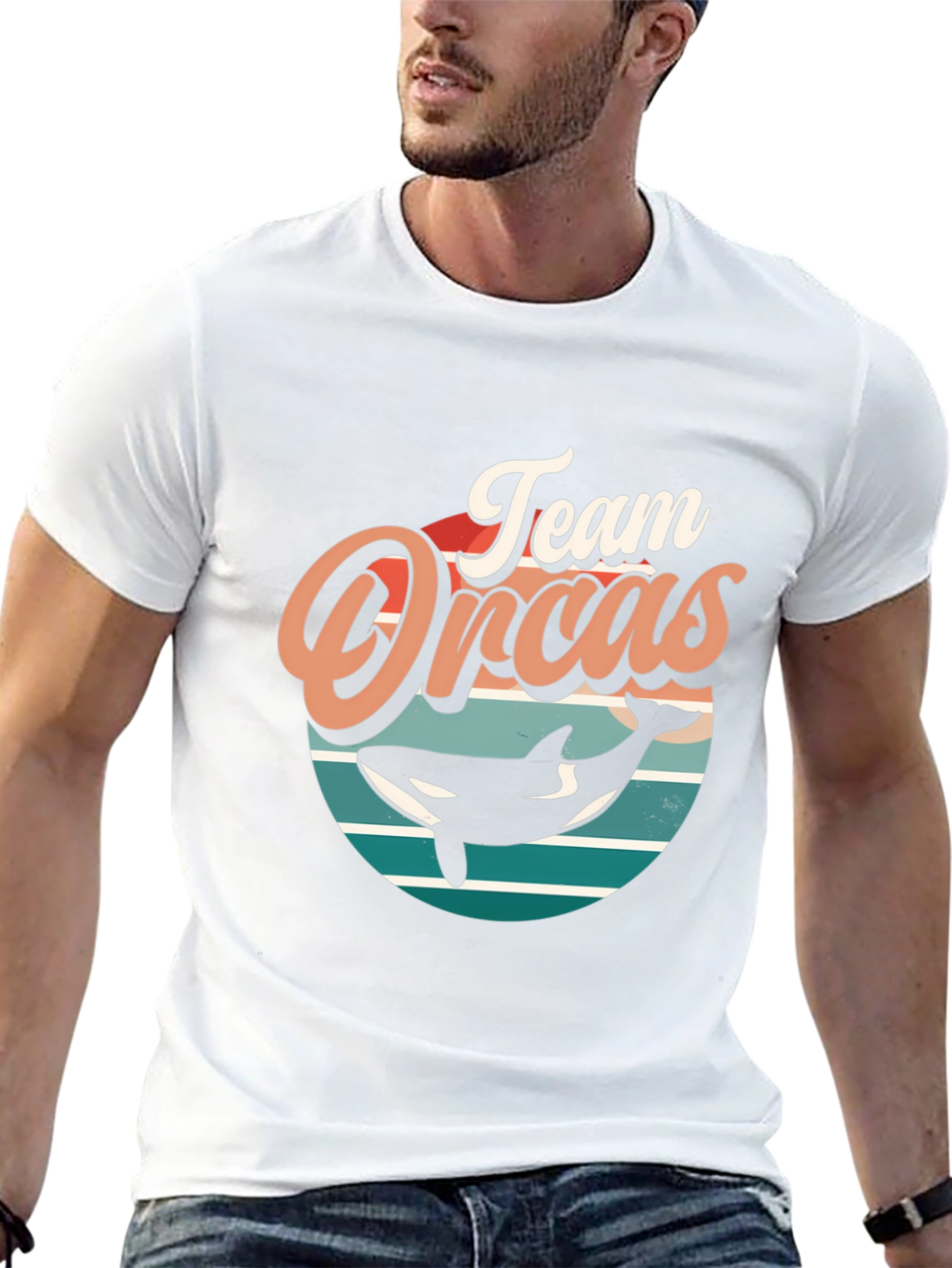 Team Orcas Black T-Shirt - Retro Style