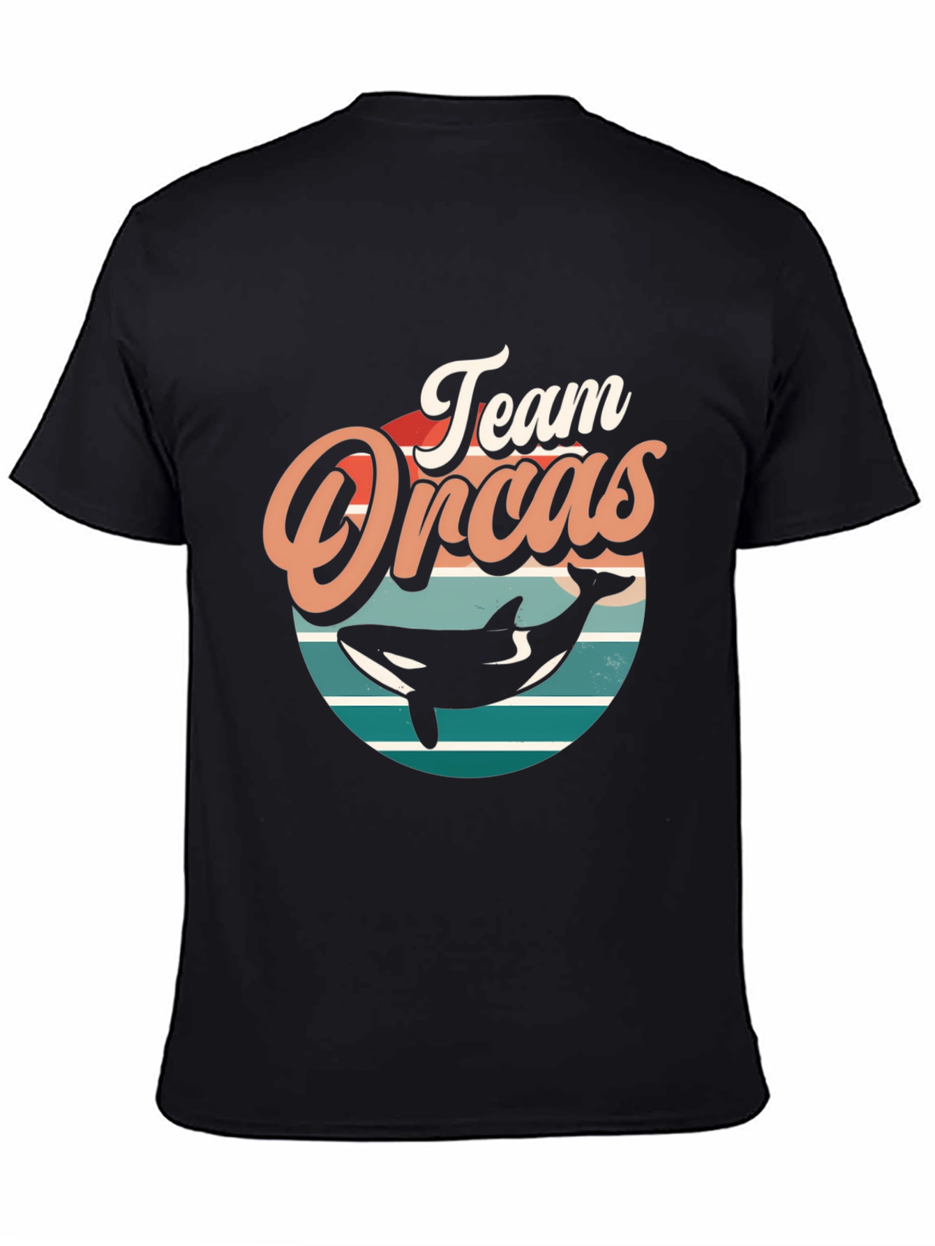Team Orcas Black T-Shirt - Retro Style