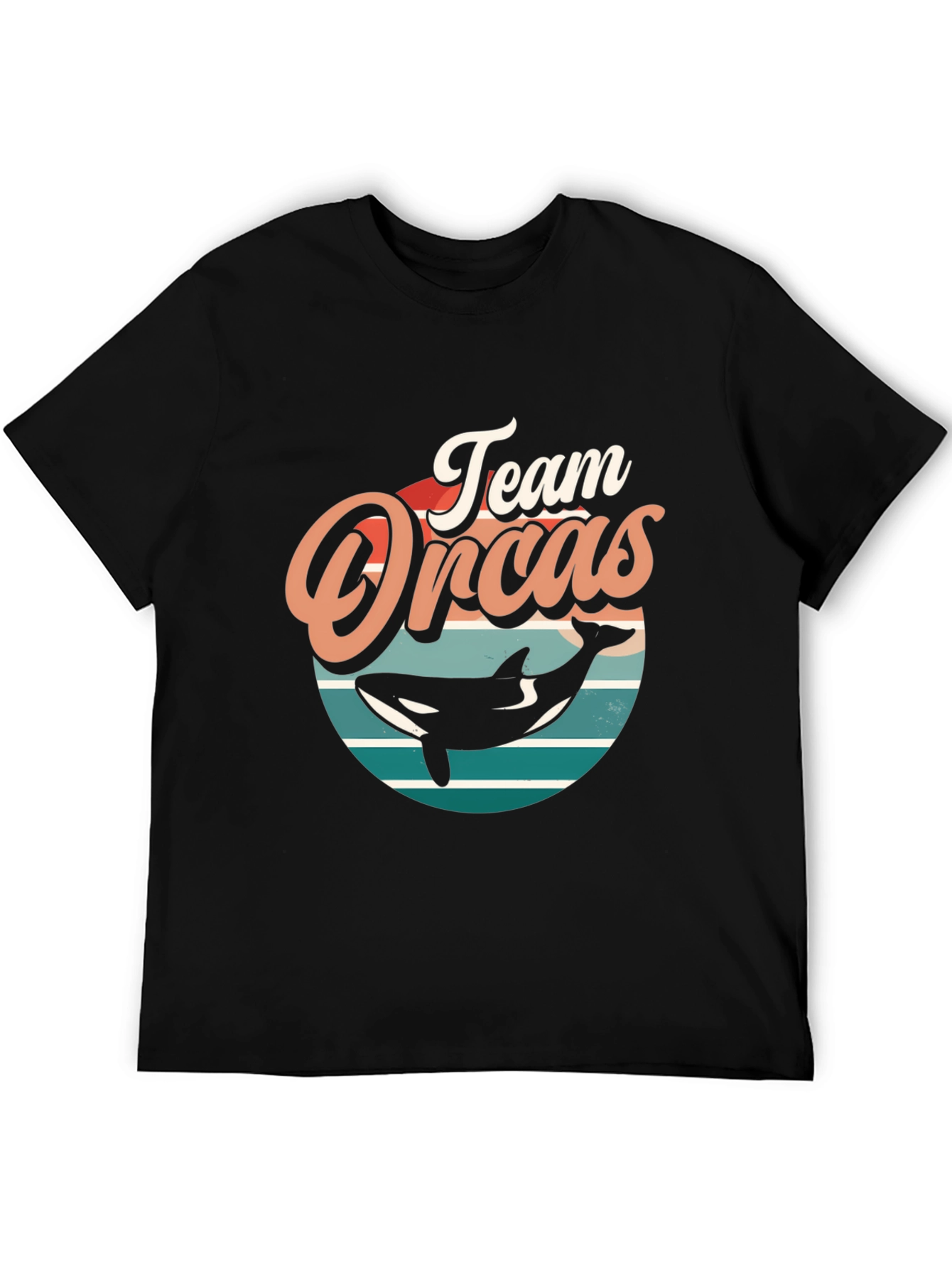 Team Orcas Black T-Shirt - Retro Style