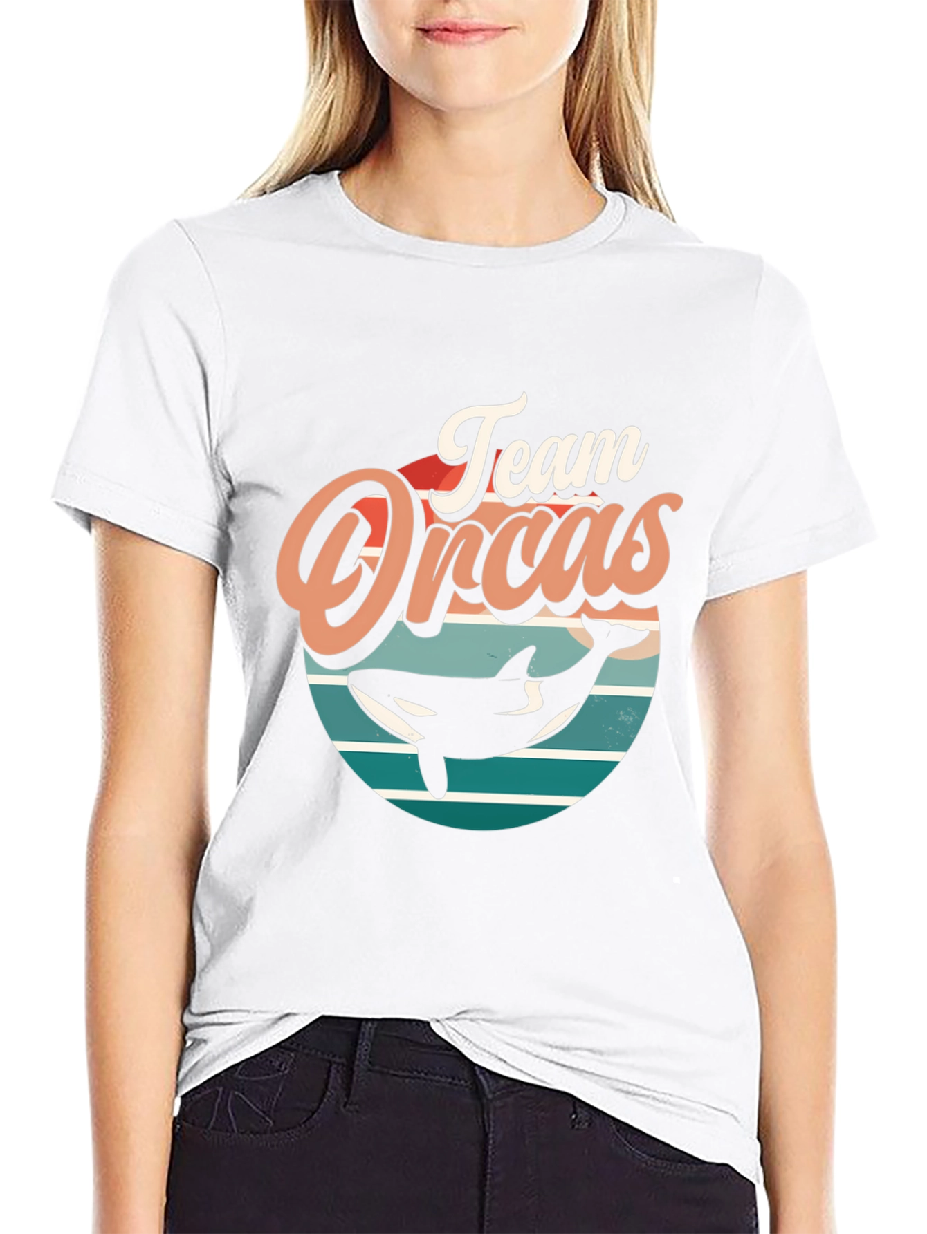 Team Orcas Black T-Shirt - Retro Style