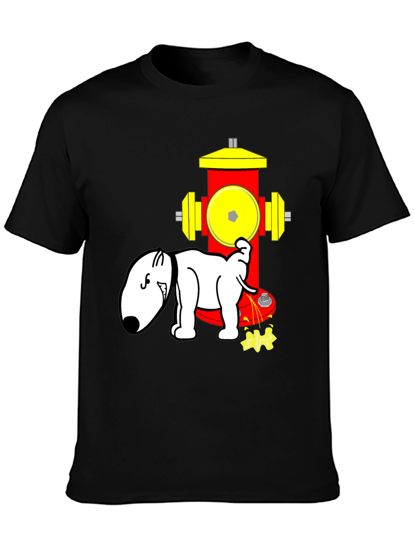 Dog Peeing on Fire Hydrant Novelty T-Shirt