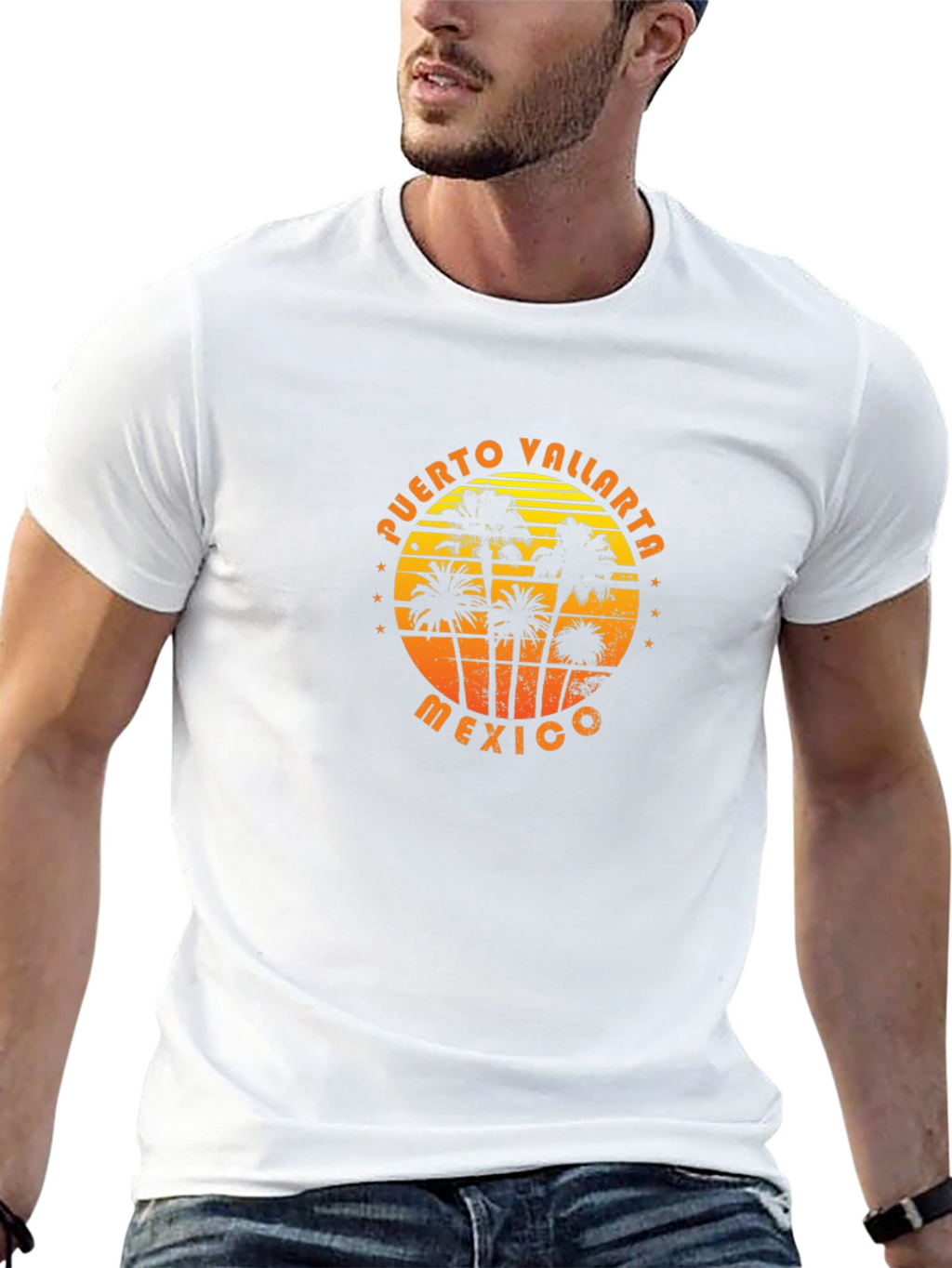 Puerto Vallarta Mexico Palm Tree Graphic T-Shirt