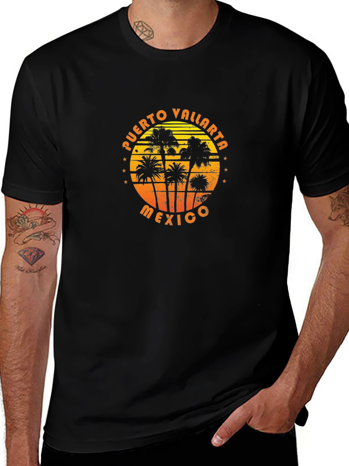 Puerto Vallarta Mexico Palm Tree Graphic T-Shirt
