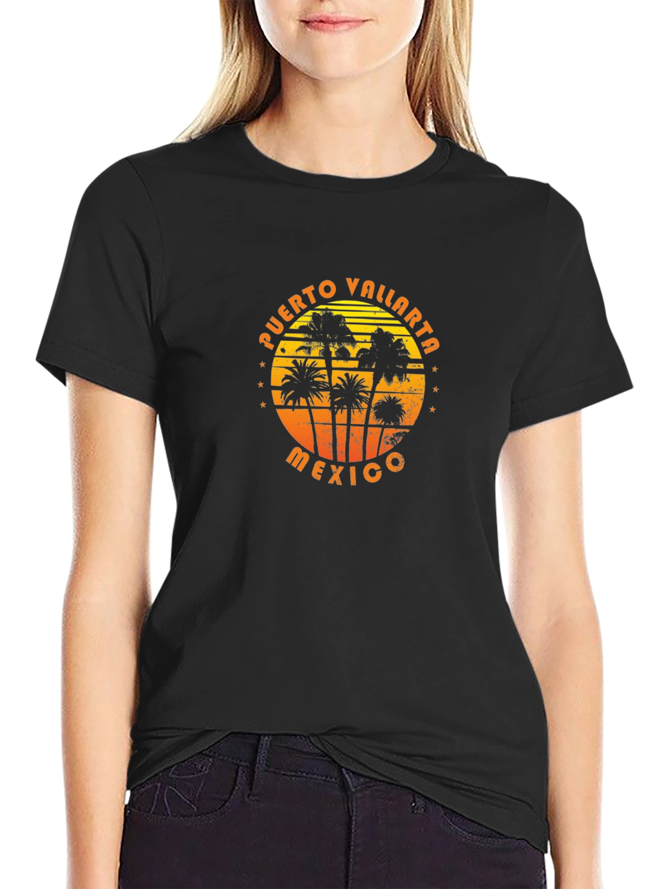 Puerto Vallarta Mexico Palm Tree Graphic T-Shirt