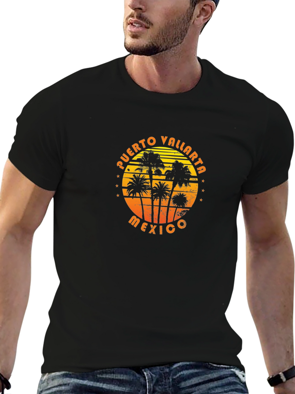 Puerto Vallarta Mexico Palm Tree Graphic T-Shirt