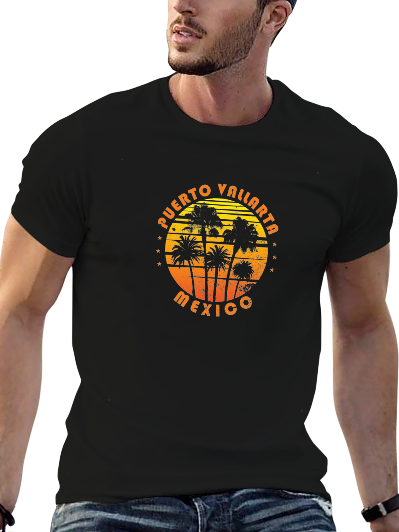 Puerto Vallarta Mexico Palm Tree Graphic T-Shirt