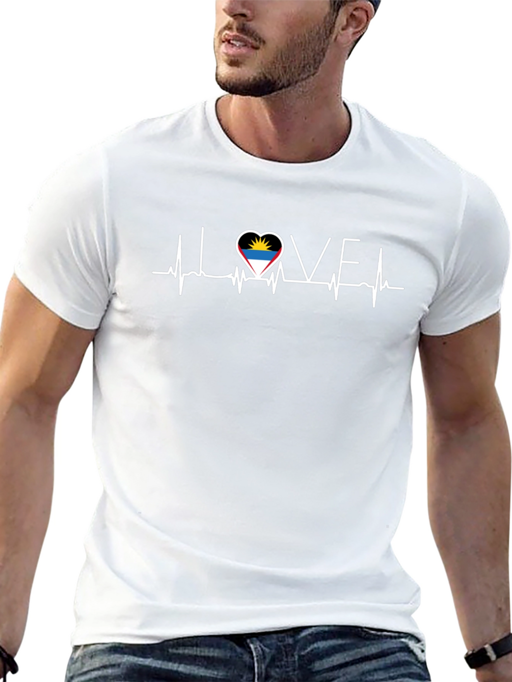 I Love Antigua & Barbuda Heartbeat T-Shirt
