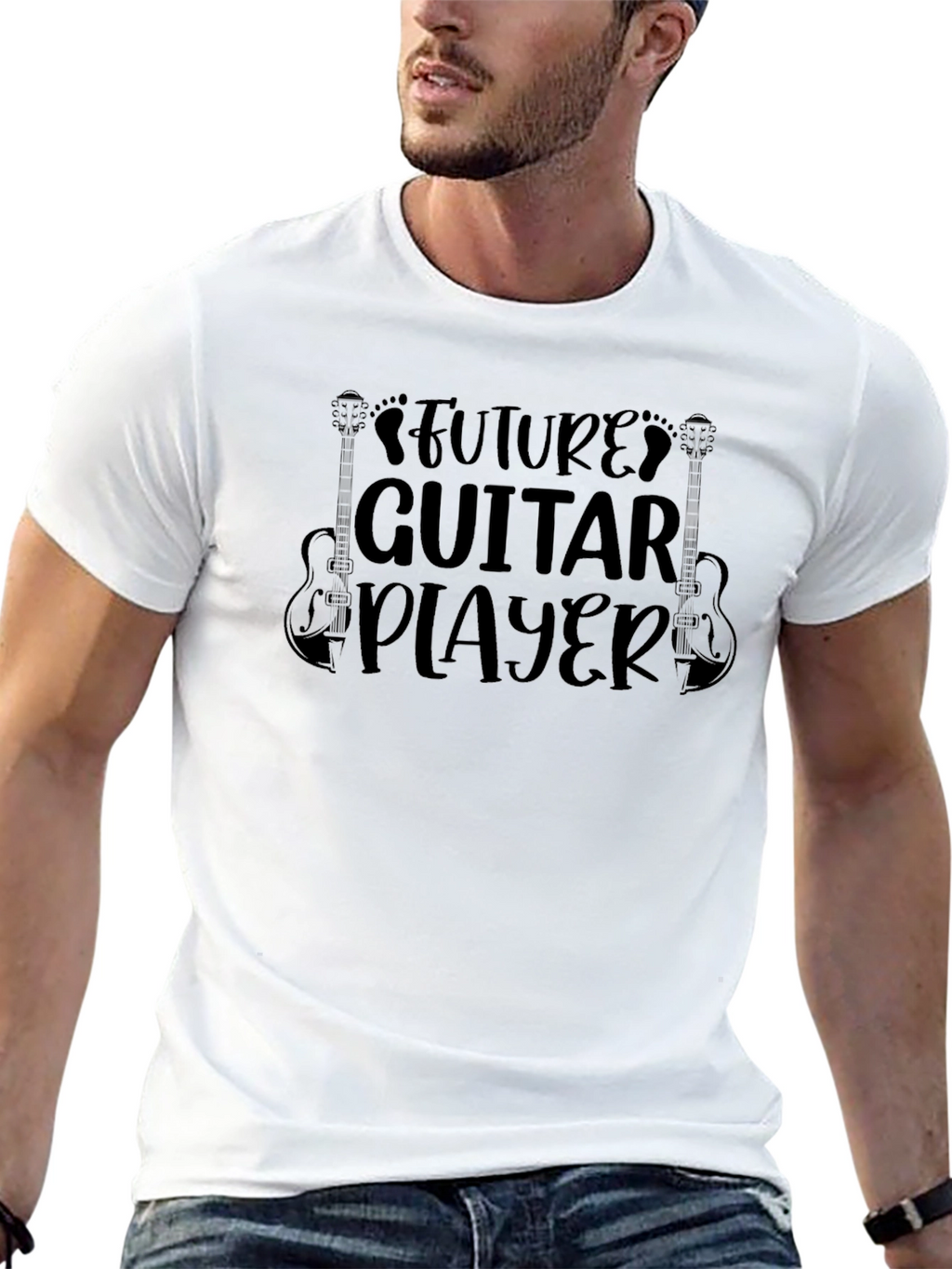 Future Guitar Player Black Graphic Tee
