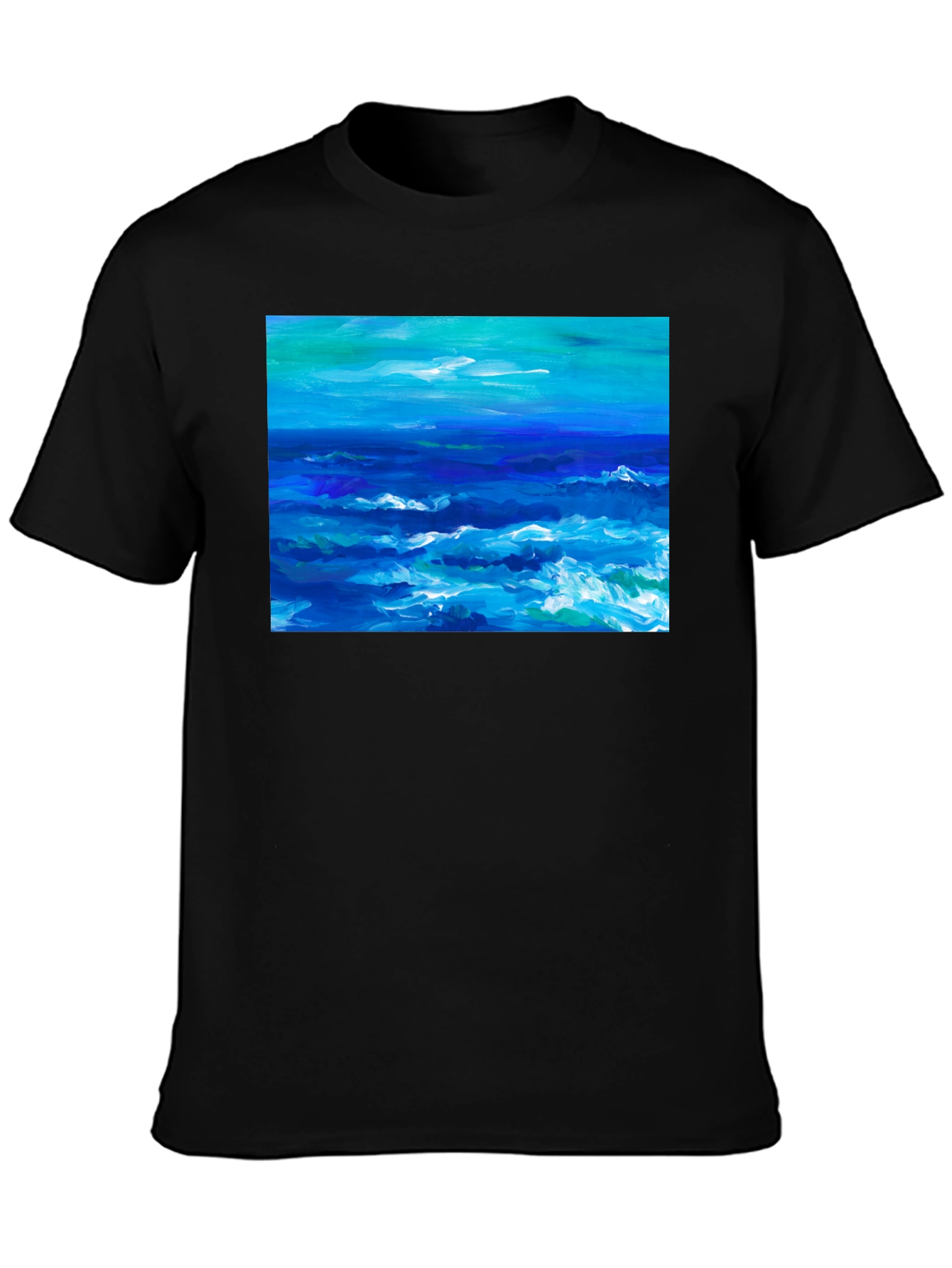 Ocean Wave Art Black T-Shirt