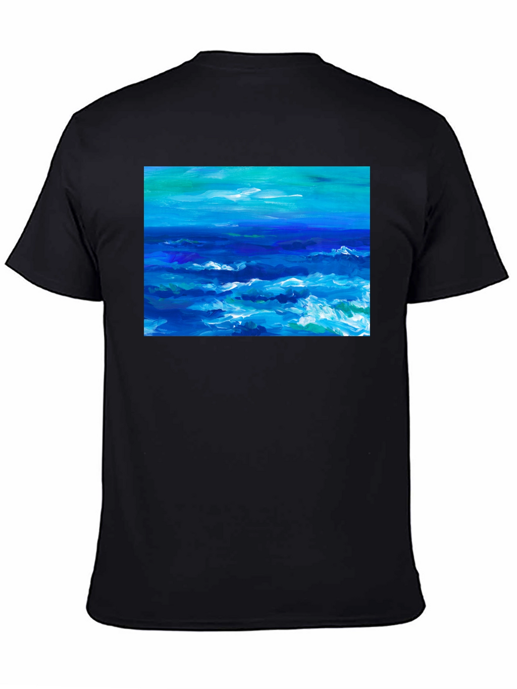 Ocean Wave Art Black T-Shirt