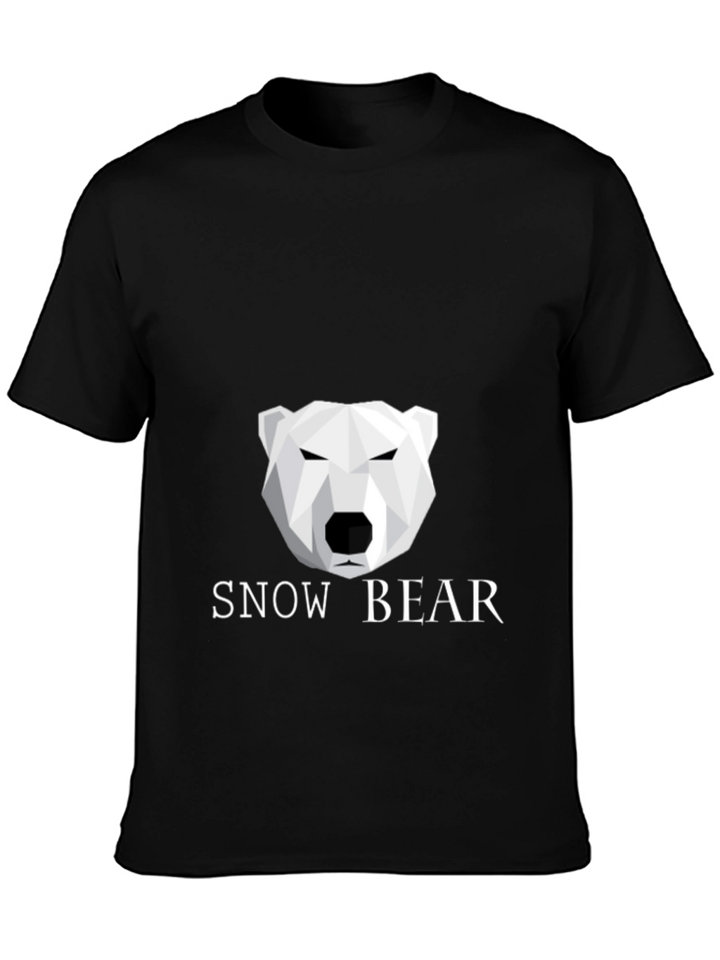 Geometric Polar Bear Black T-Shirt - Snow Bear Design