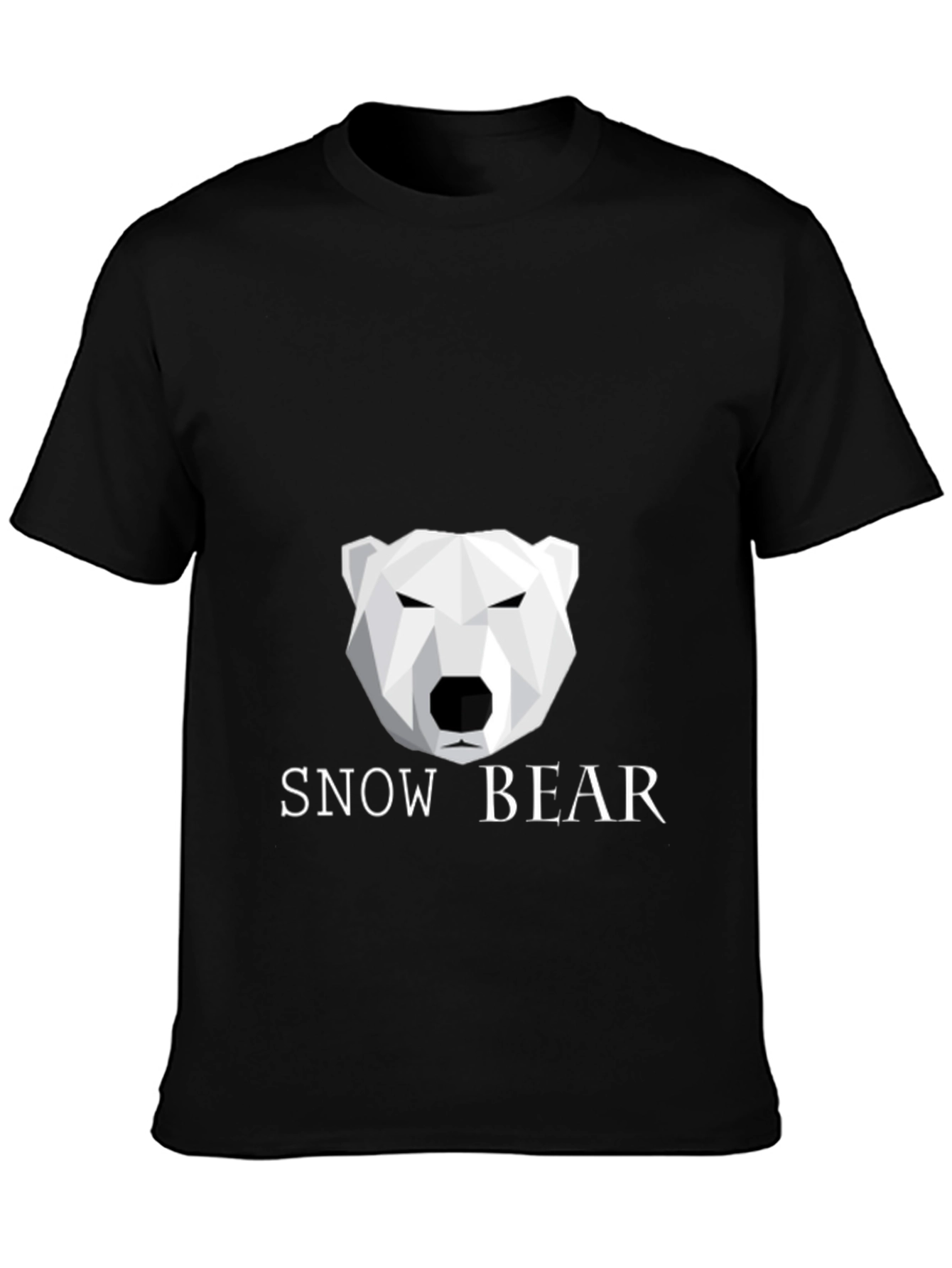 Geometric Polar Bear Black T-Shirt - Snow Bear Design