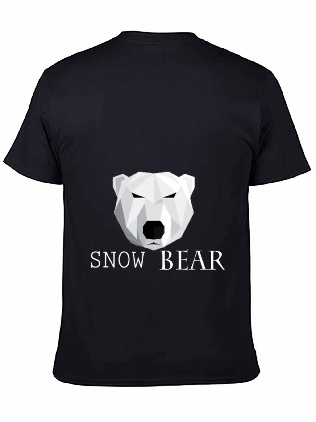 Geometric Polar Bear Black T-Shirt - Snow Bear Design