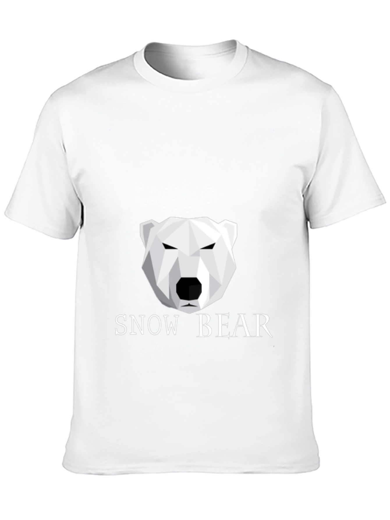 Geometric Polar Bear Black T-Shirt - Snow Bear Design