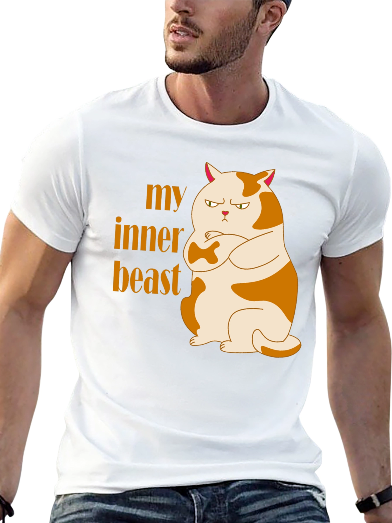 My Inner Beast Cat T-Shirt - Grumpy Cartoon Cat Tee