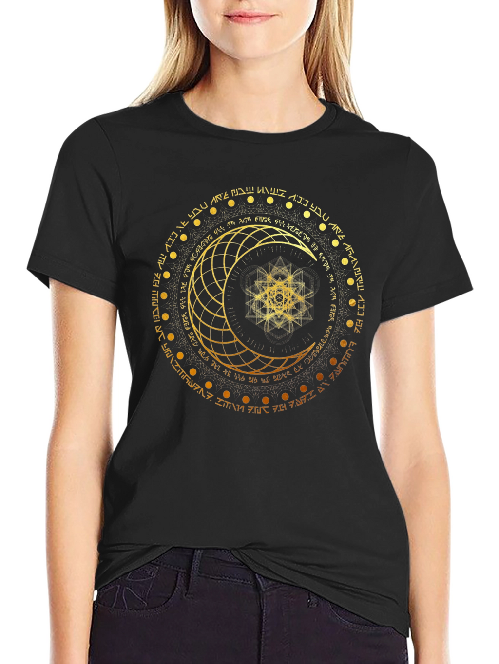 Celestial Moon Graphic Tee - Mystical Symbol Design