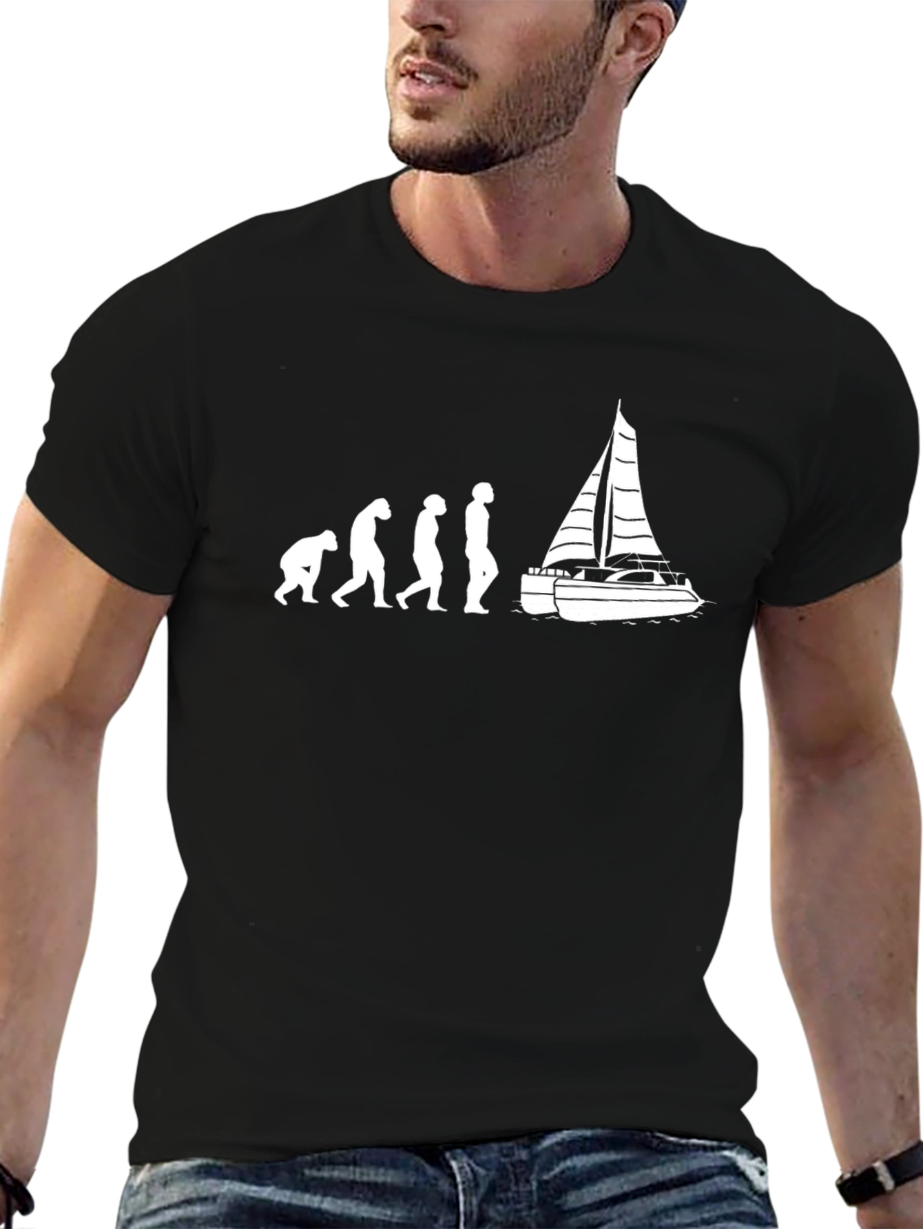 Evolution to Sailing T-Shirt - Black Crew Neck