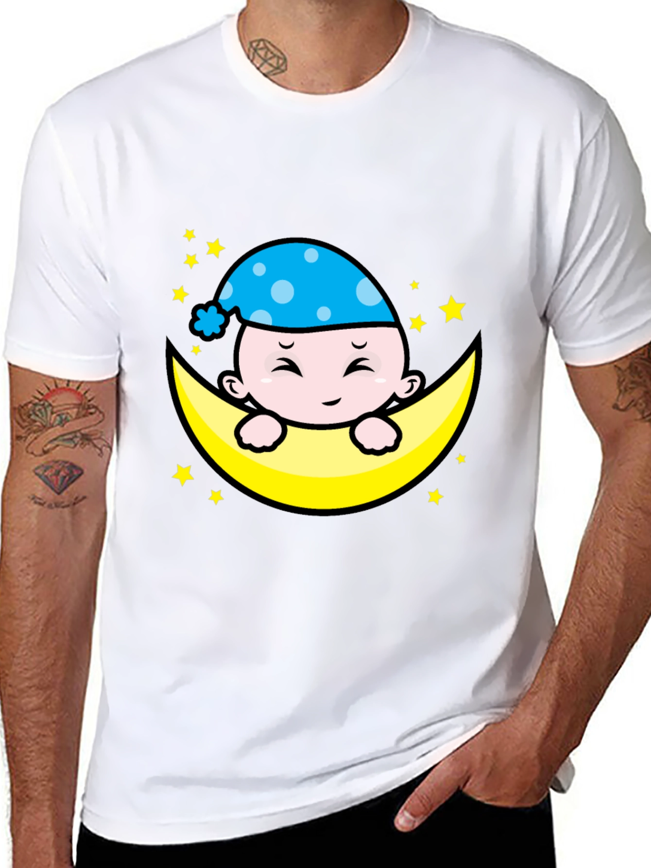 Cute Moon Baby Graphic T-Shirt - Sleepy Time Style