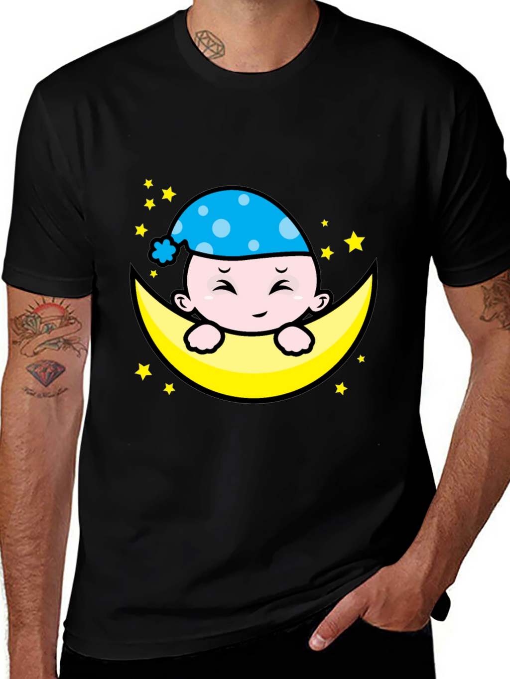 Cute Moon Baby Graphic T-Shirt - Sleepy Time Style