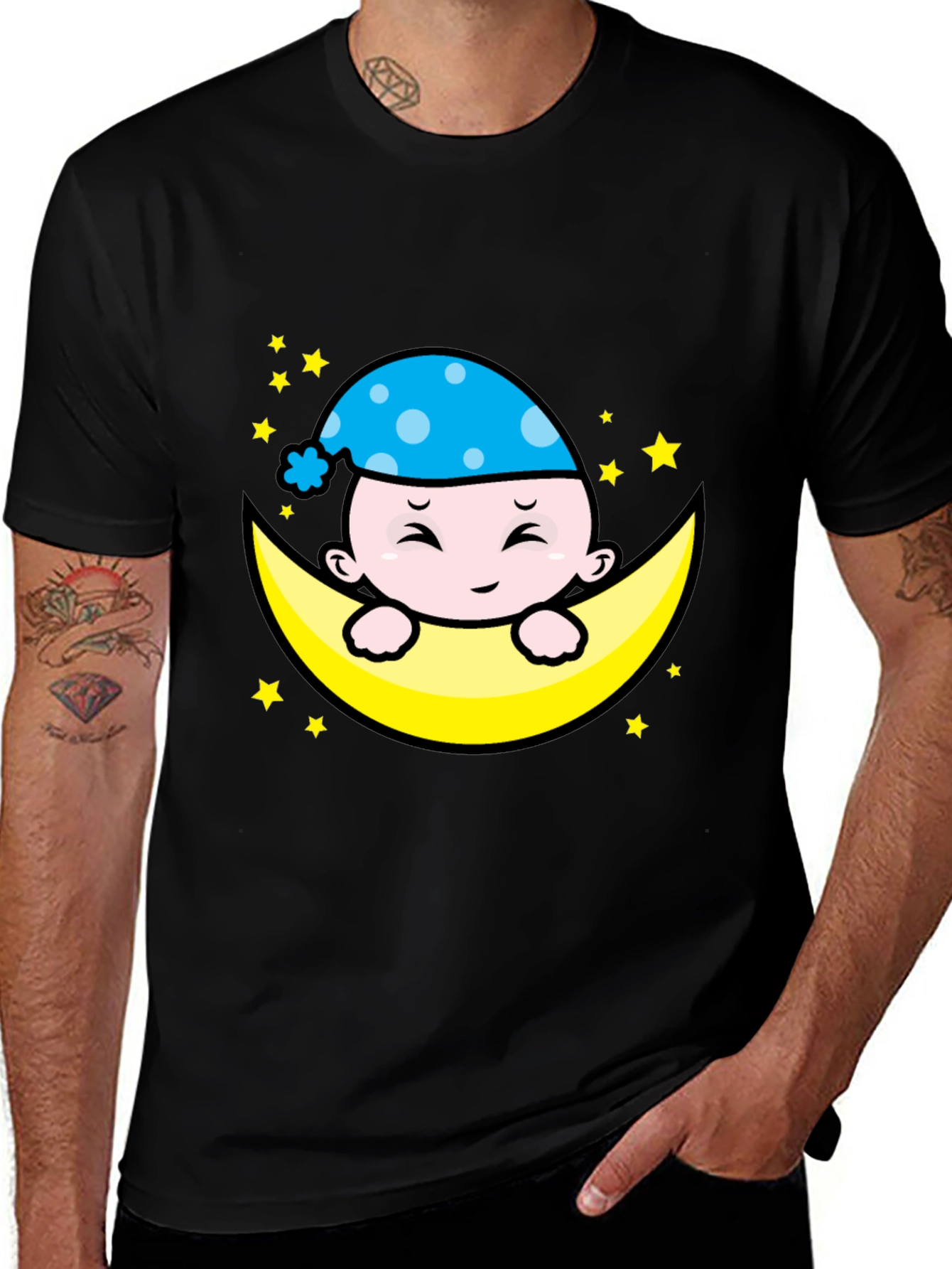 Cute Moon Baby Graphic T-Shirt - Sleepy Time Style