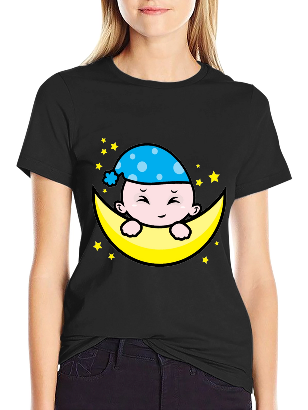 Cute Moon Baby Graphic T-Shirt - Sleepy Time Style