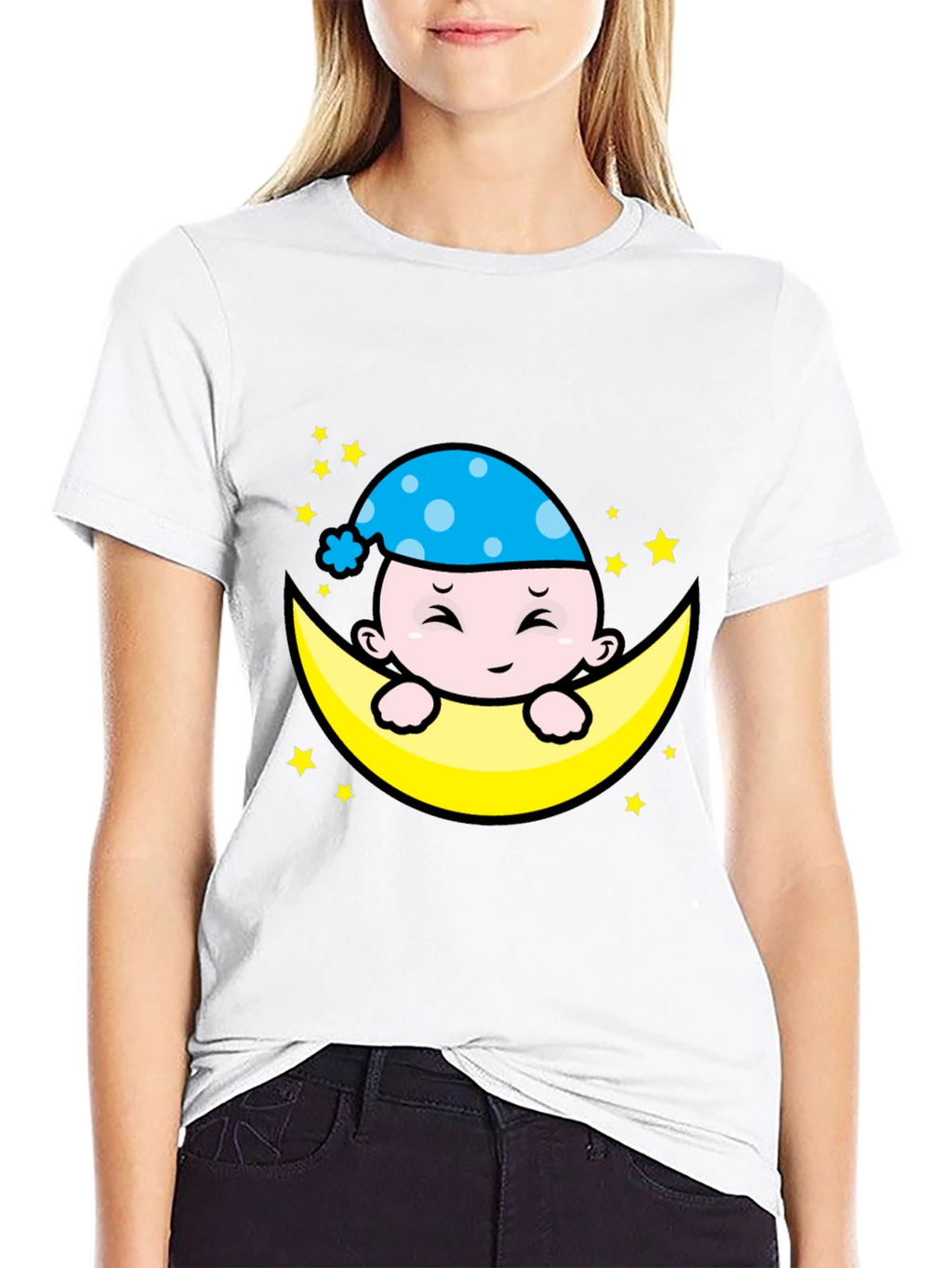 Cute Moon Baby Graphic T-Shirt - Sleepy Time Style