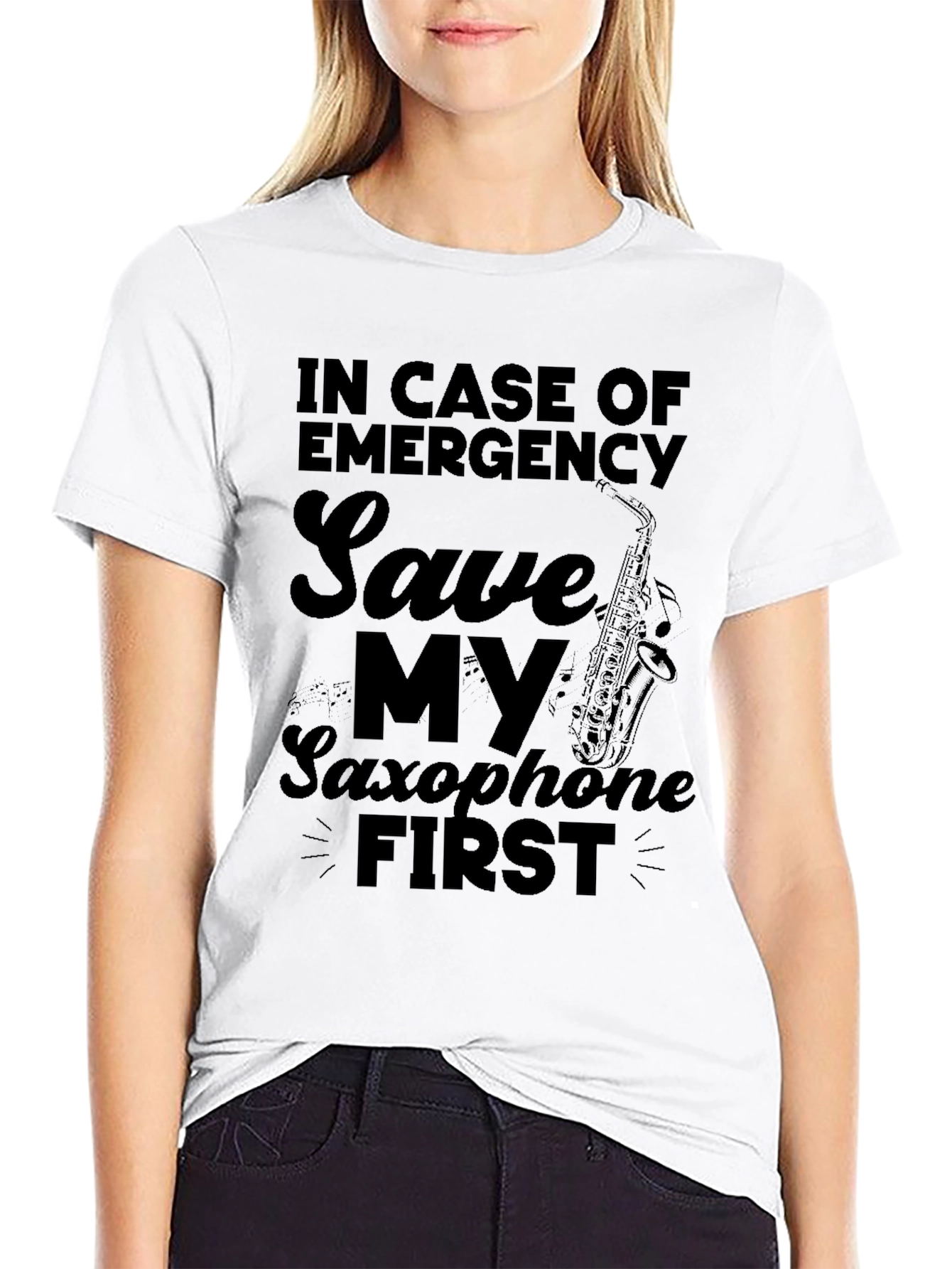 Emergency Saxophone First - Novelty Graphic Tee