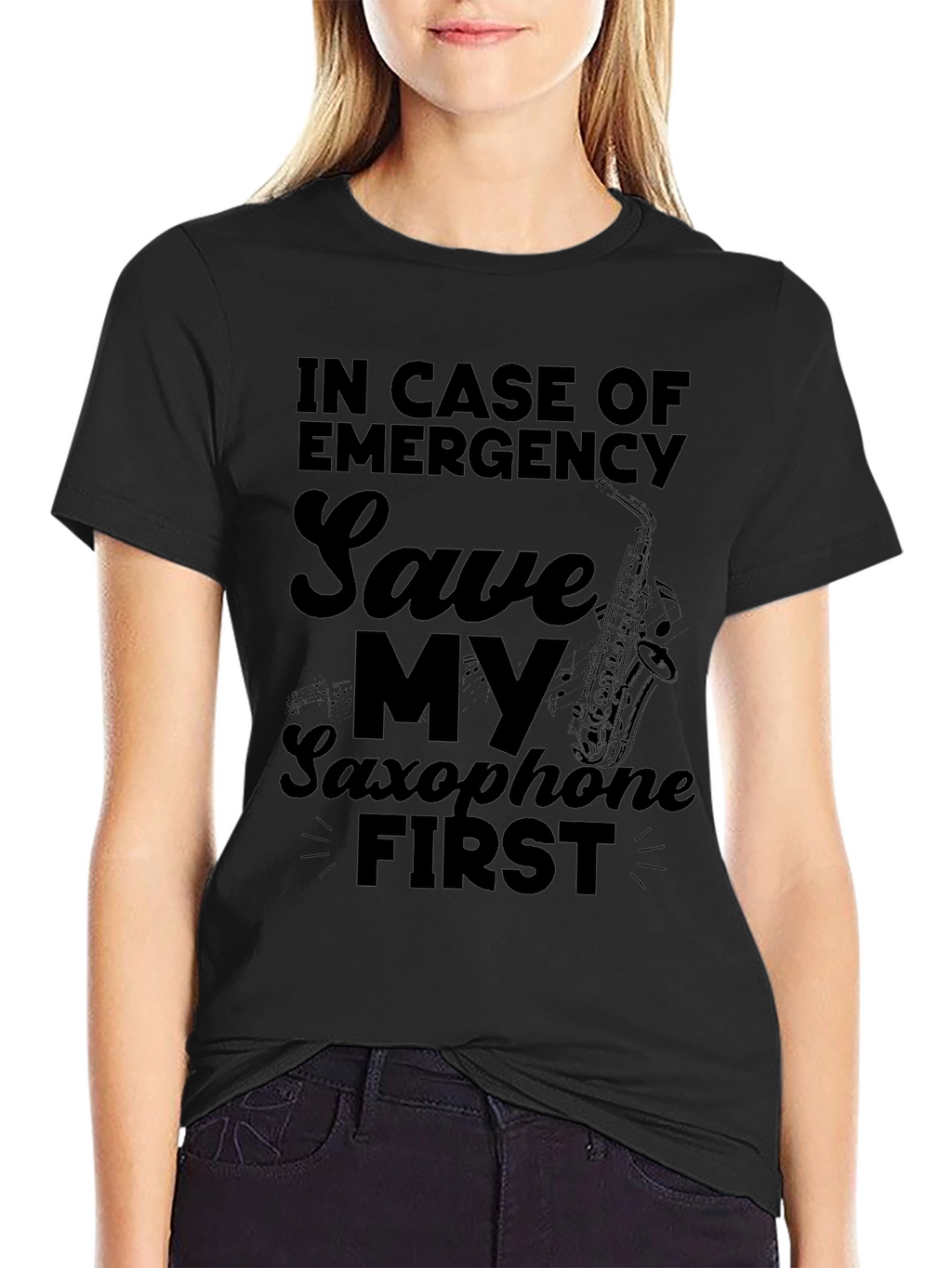 Emergency Saxophone First - Novelty Graphic Tee