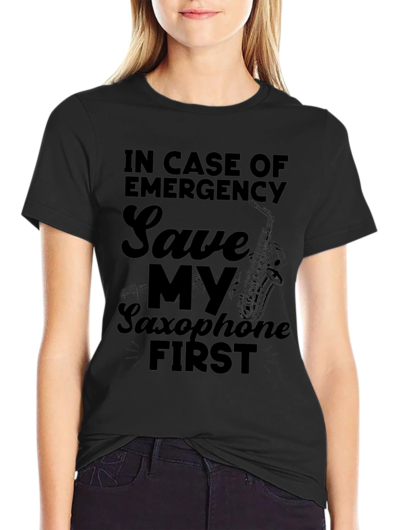 Emergency Saxophone First - Novelty Graphic Tee