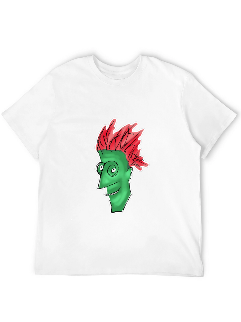 Funny Green Face Graphic Black T-Shirt