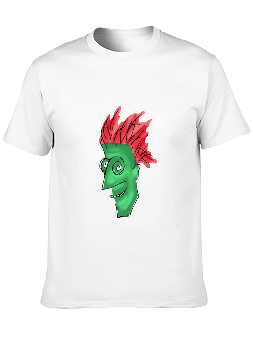 Funny Green Face Graphic Black T-Shirt
