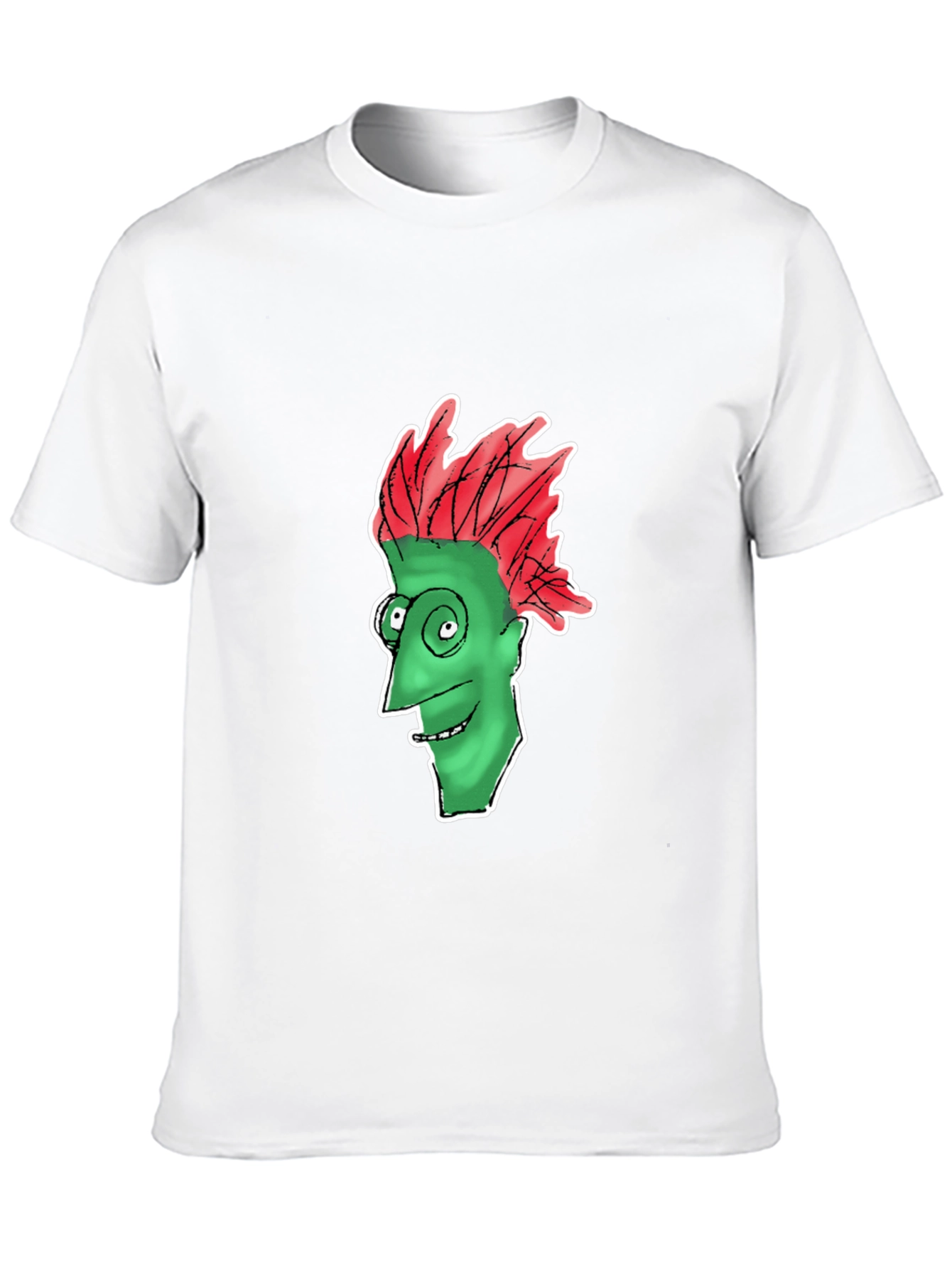 Funny Green Face Graphic Black T-Shirt