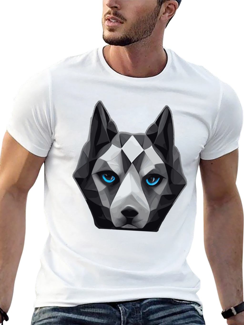 Geometric Husky Graphic Tee - Unique Dog Lover Design