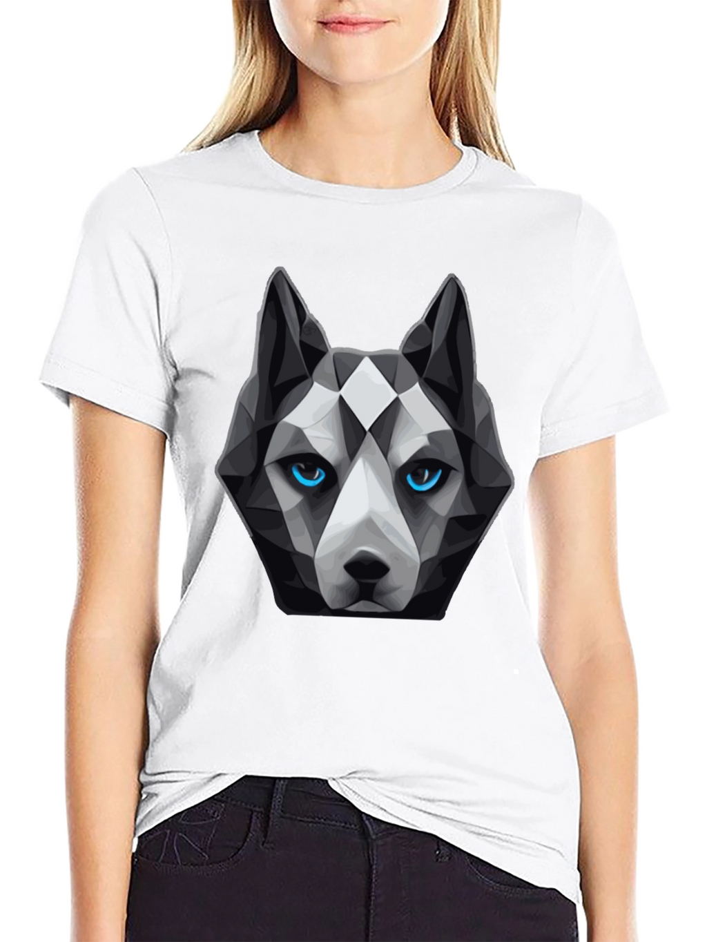 Geometric Husky Graphic Tee - Unique Dog Lover Design