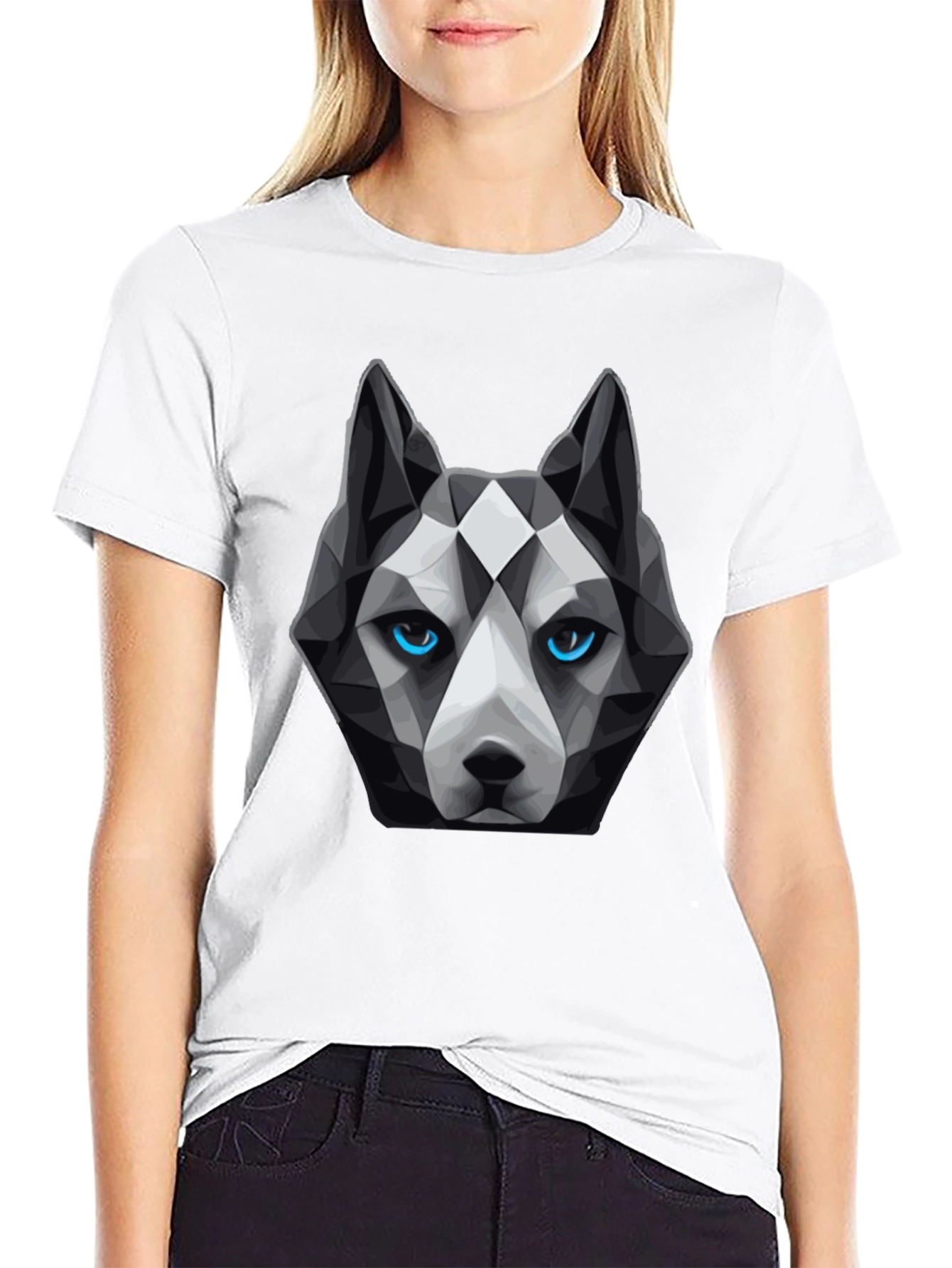 Geometric Husky Graphic Tee - Unique Dog Lover Design