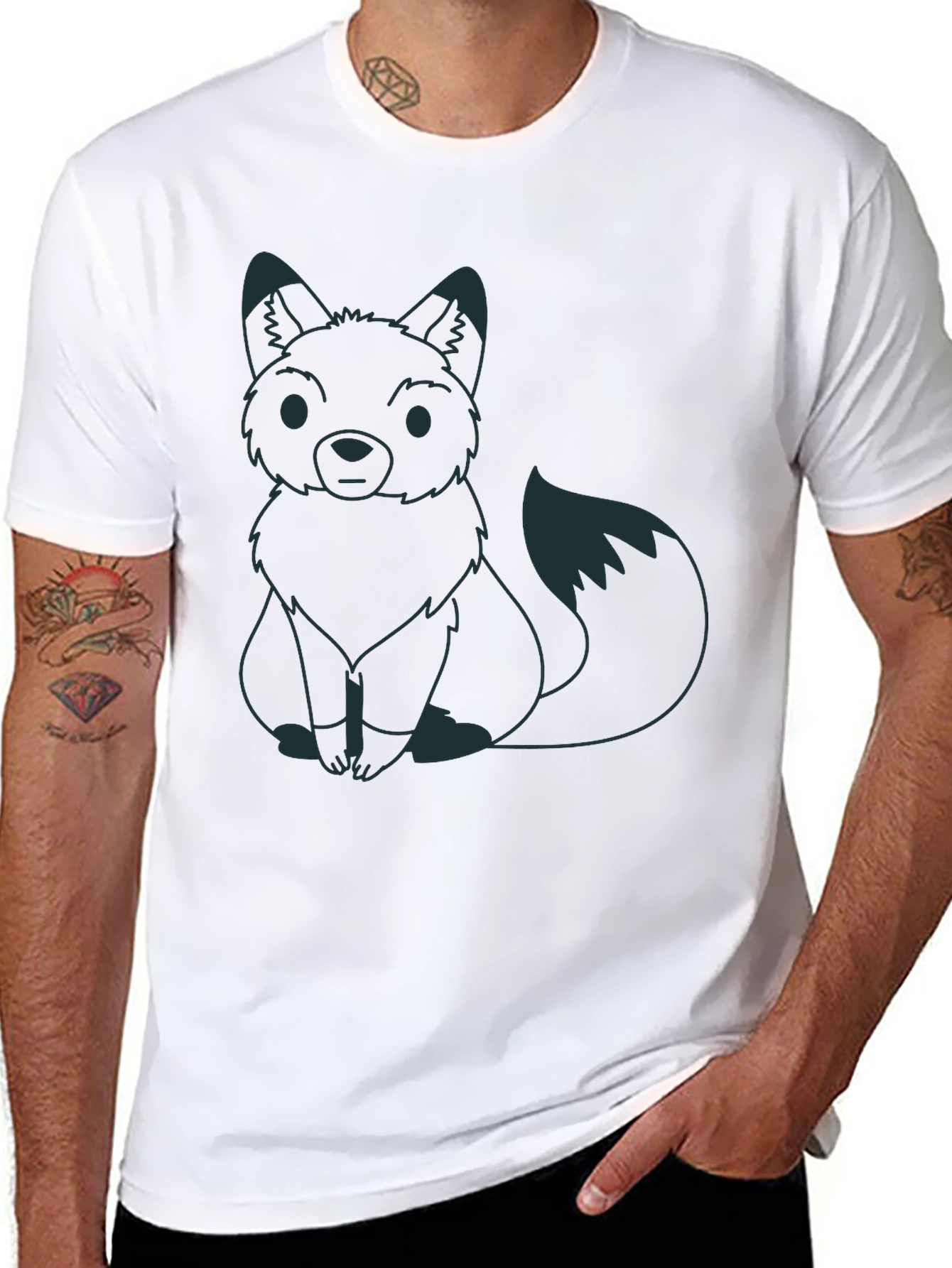 Fox Graphic Tee - Black Crew Neck Shirt