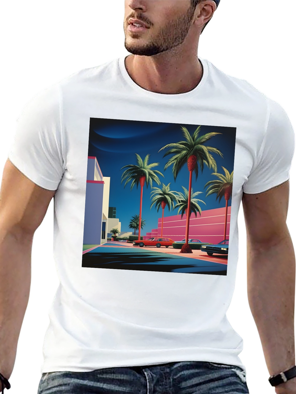 Retro Palm Tee - 80s Style