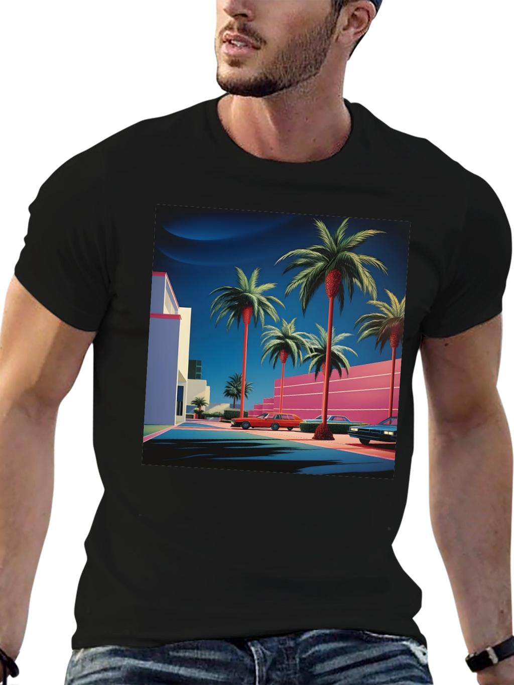 Retro Palm Tee - 80s Style