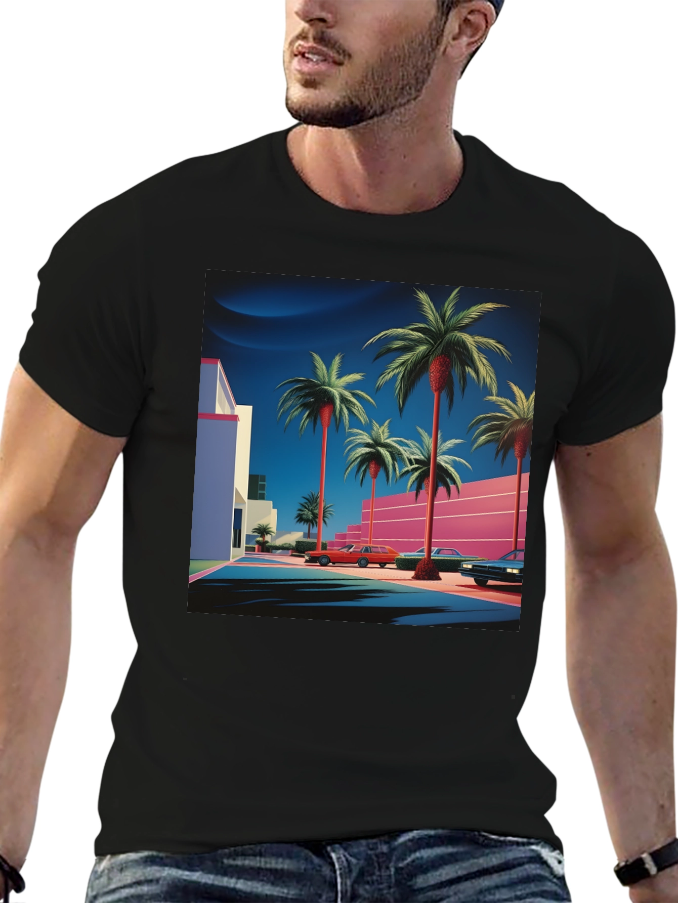 Retro Palm Tee - 80s Style
