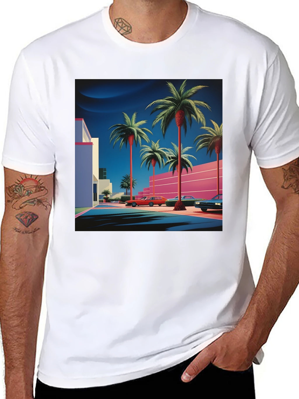 Retro Palm Tee - 80s Style
