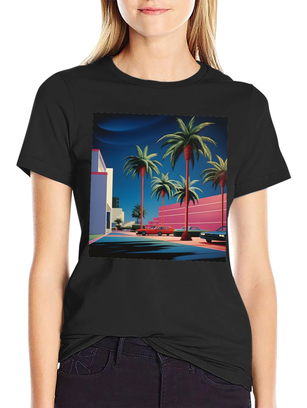 Retro Palm Tee - 80s Style