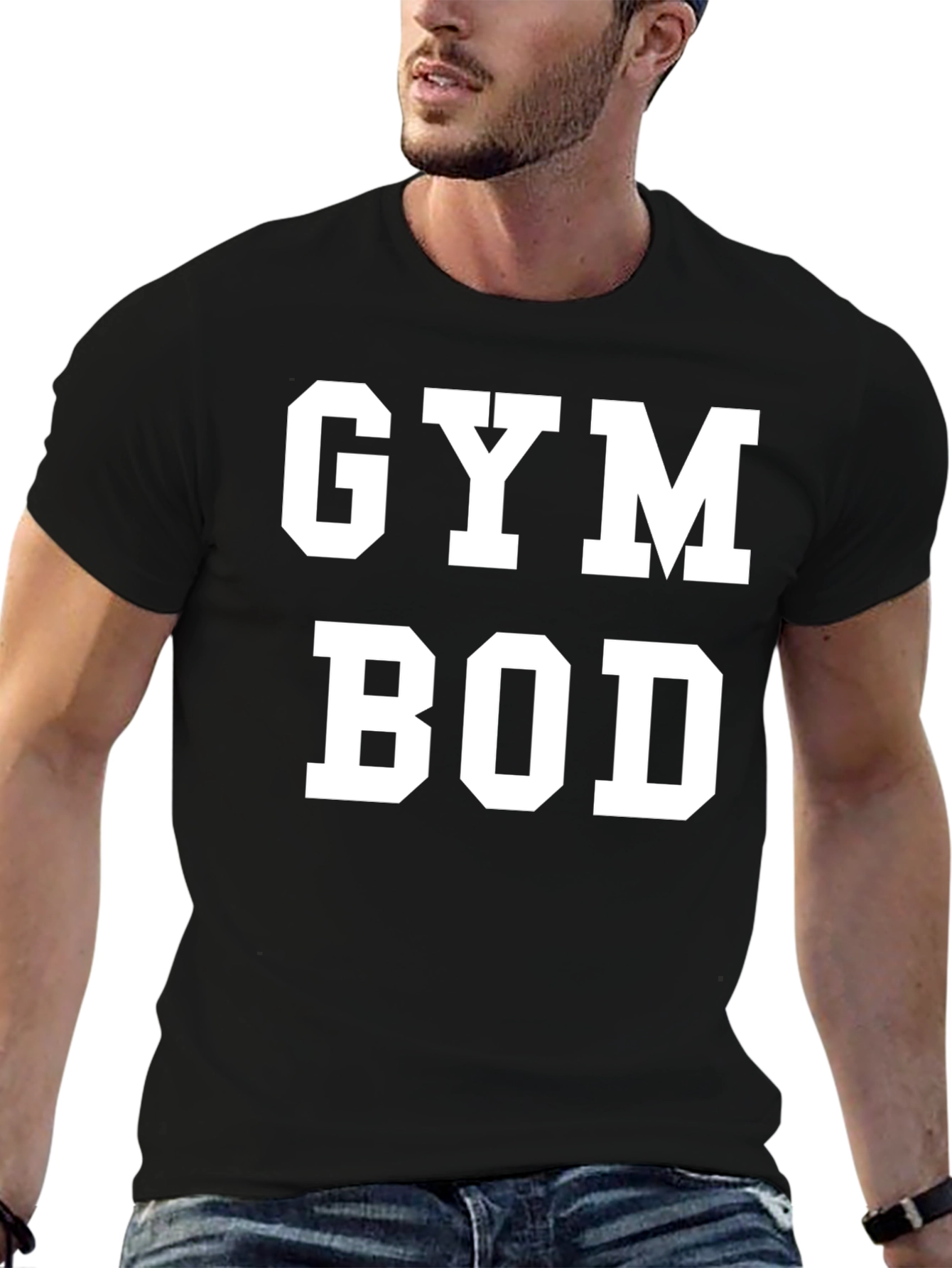 Gym Bod Graphic T-Shirt - Black Cotton