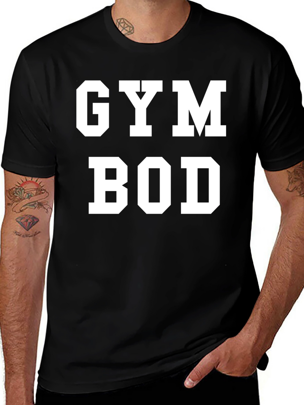 Gym Bod Graphic T-Shirt - Black Cotton