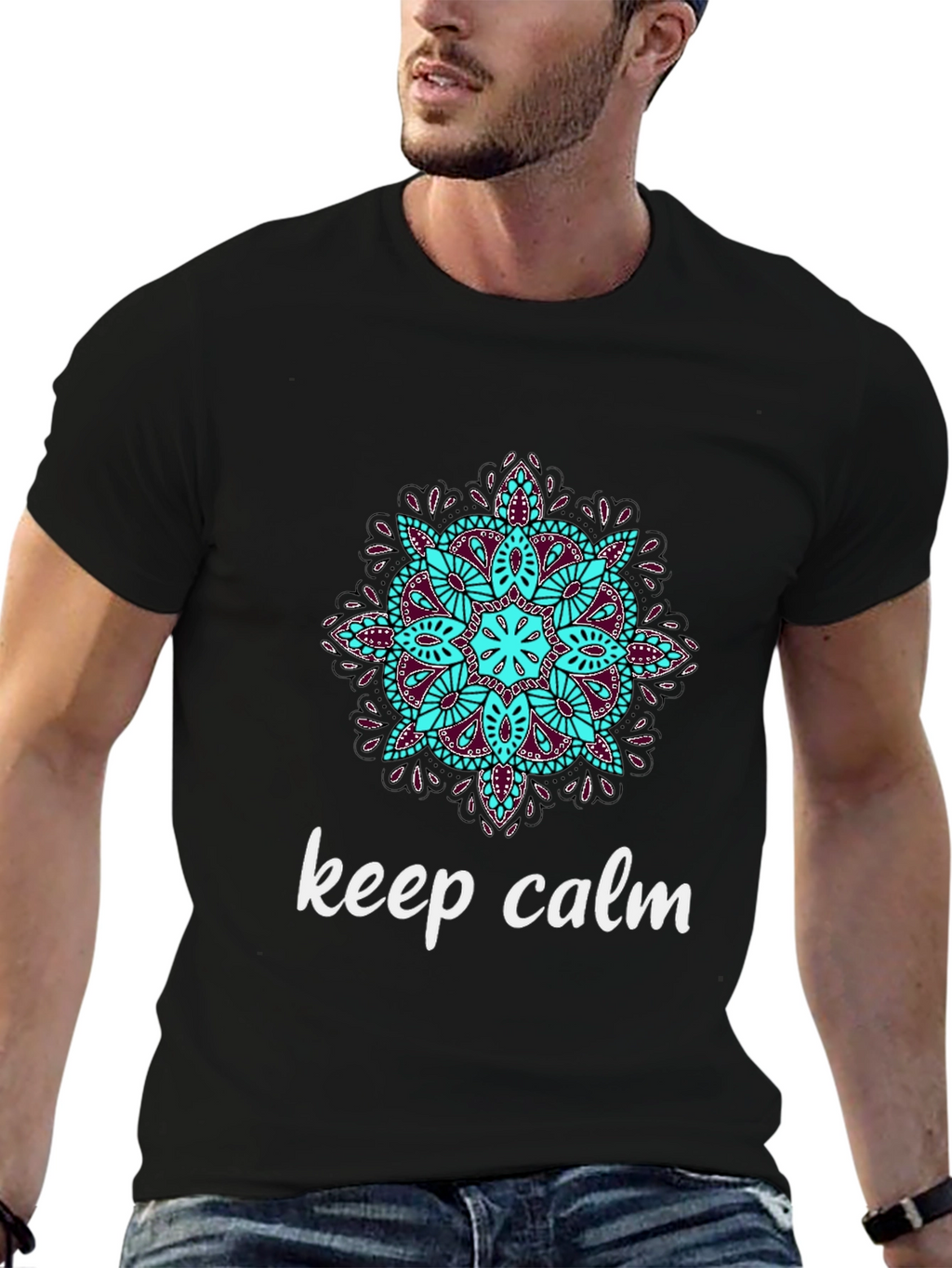 Keep Calm Mandala T-Shirt - Relaxed Fit Stylish Design