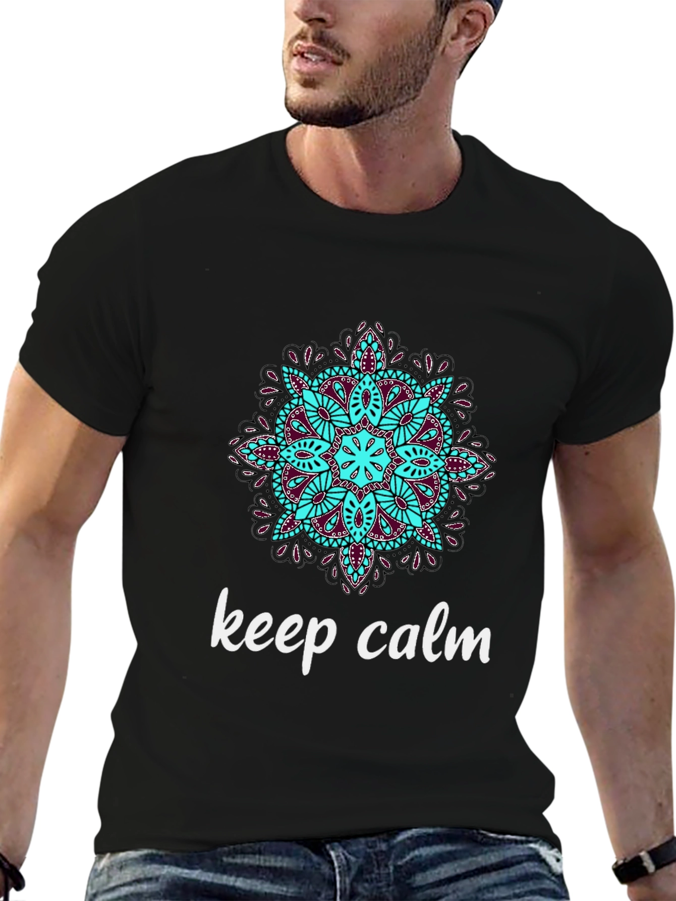 Keep Calm Mandala T-Shirt - Relaxed Fit Stylish Design